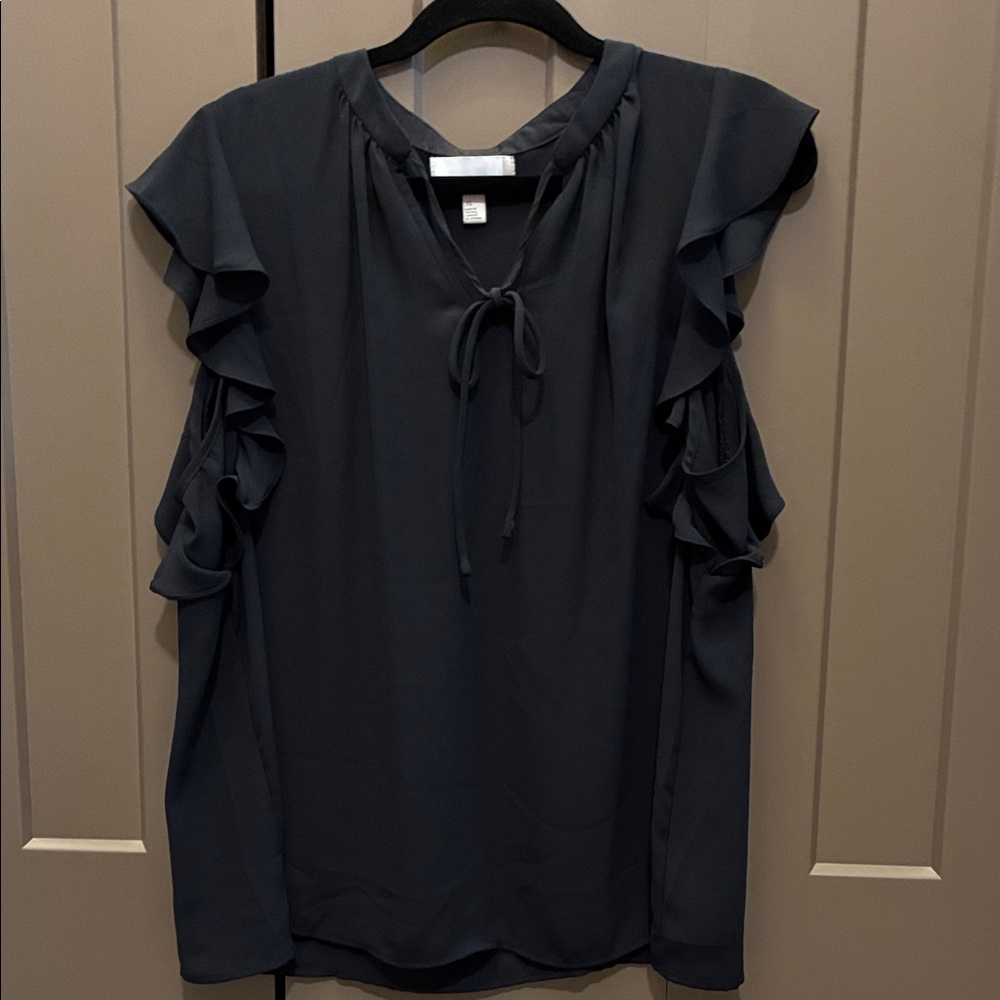 Nordstrom Rack Elegant Black Ruffle Sleeve Women's Top